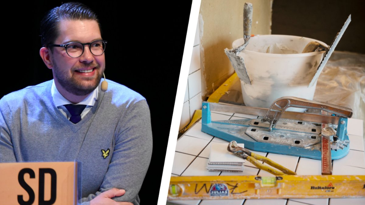 Jimmie Åkesson och kakel-verktyg
