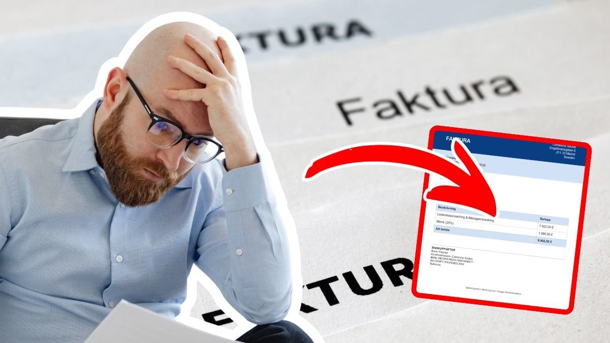 Bekymrad man och fakturor