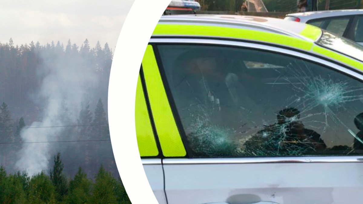Polisen fick sten kastat på bilen. 