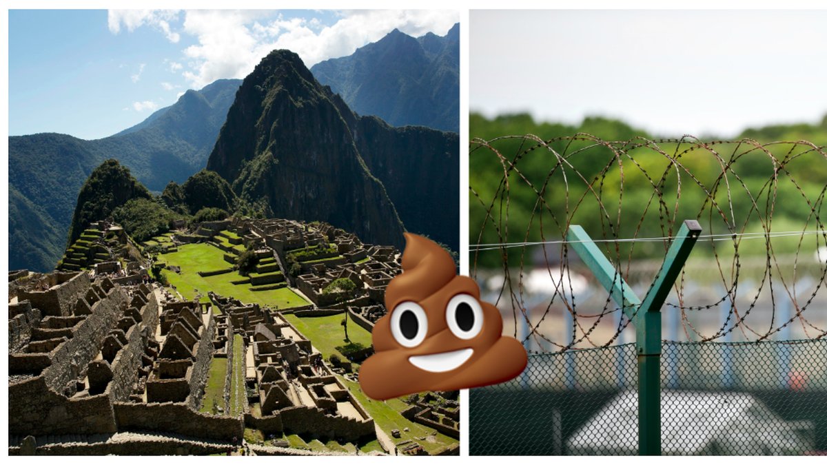 Turister i Peru bajsade i Machu Picchu. 