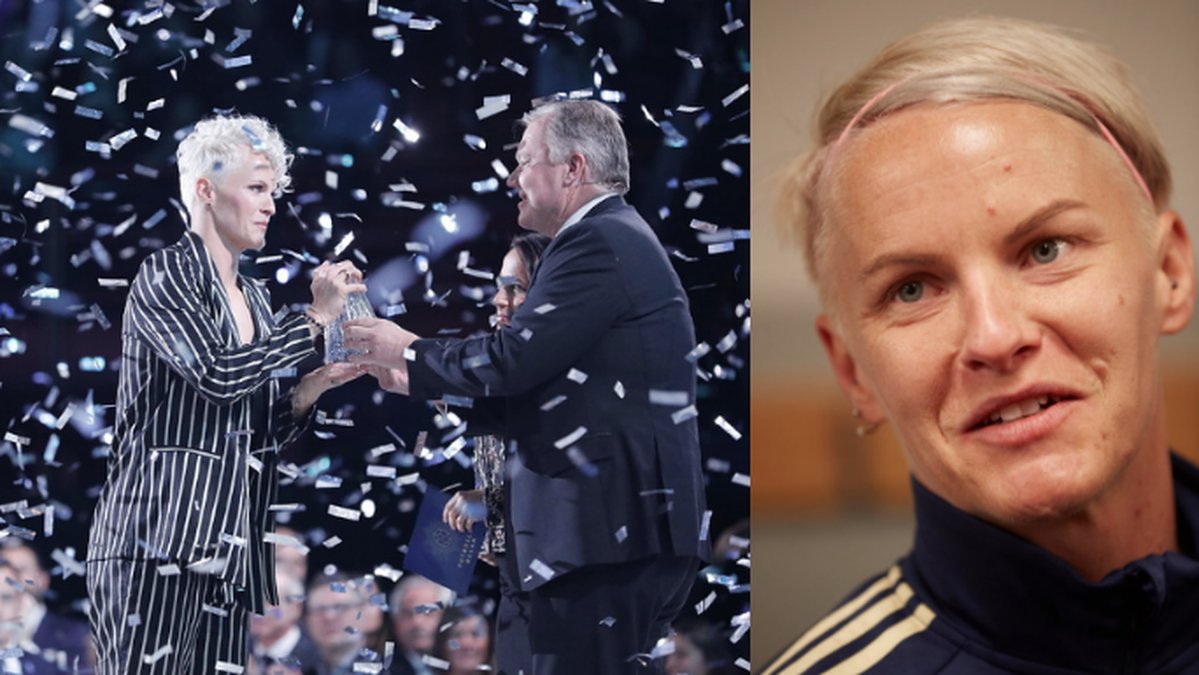 Nilla Fischer på scen med konfetti