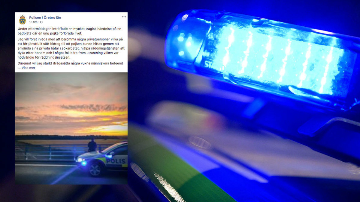 Polisen var väldigt besviken när de kom till en plats där en pojke drunknat och personer stod och tog bilder-