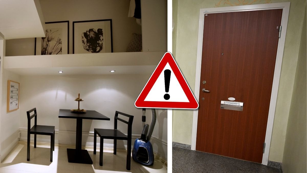 Lägenhet och lägenhetsdörr.