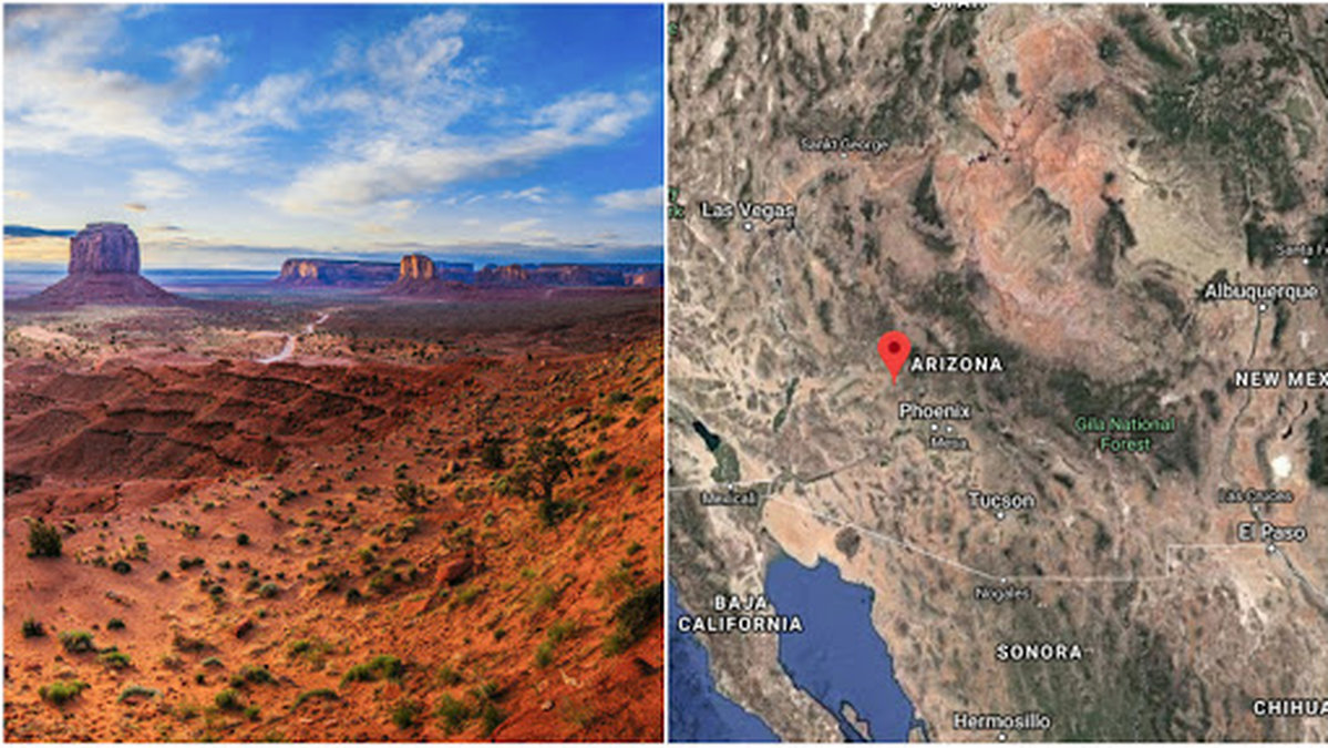 Öknen, karta över Arizona.