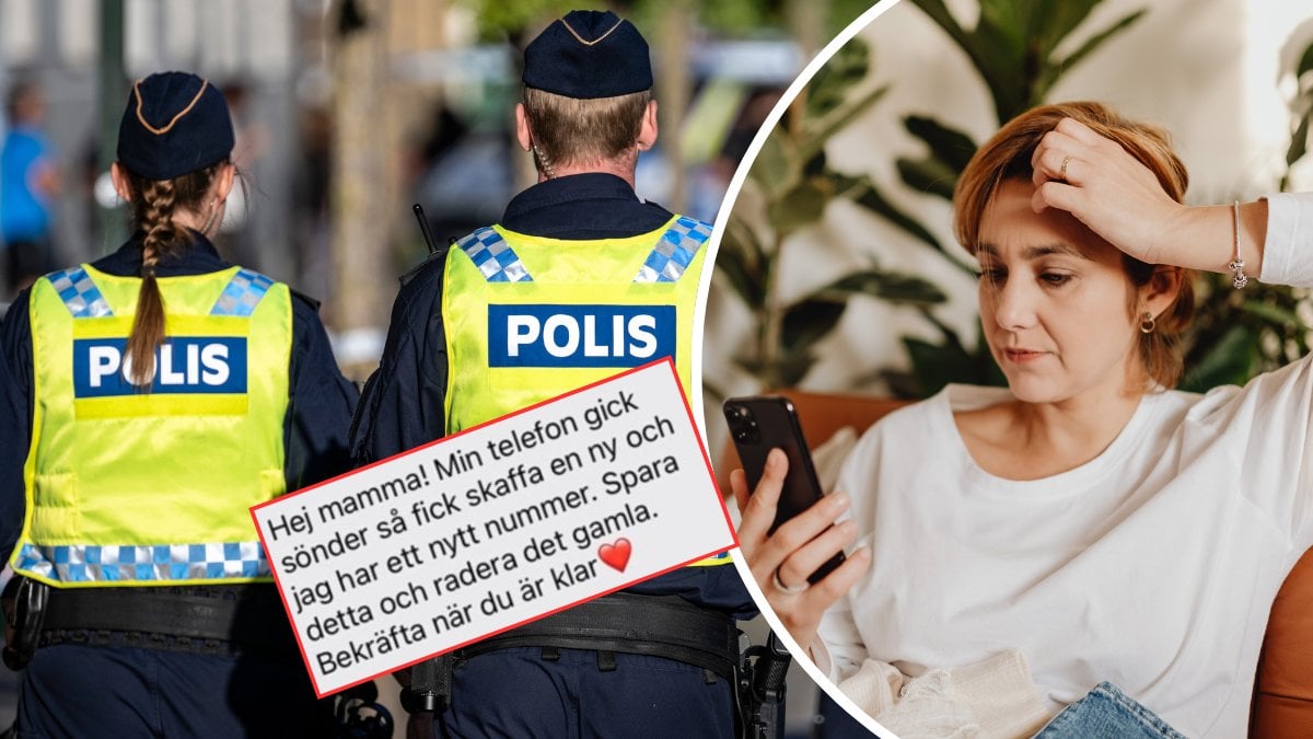 Poliser, kvinna med mobil