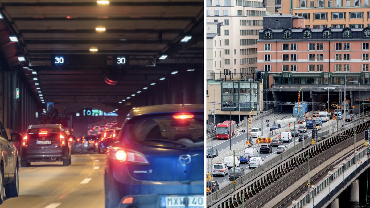 Vattenläcka stoppar trafik i Söderledstunneln och på Johanneshovsbron.