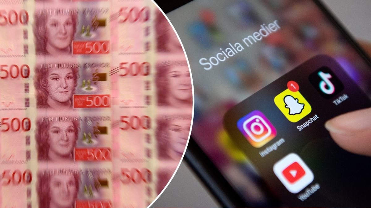 Bild på sedlar och snapchat.