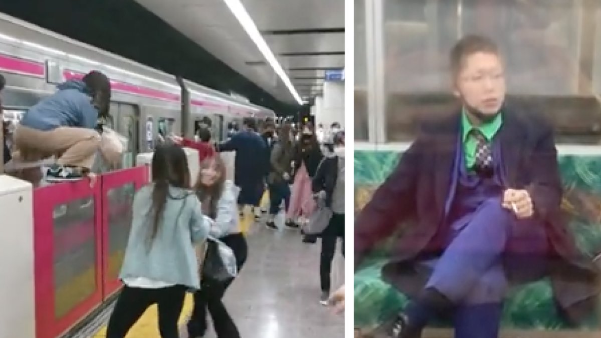 Medan passagerarna flydde ut tåget tog mannen en cigg.