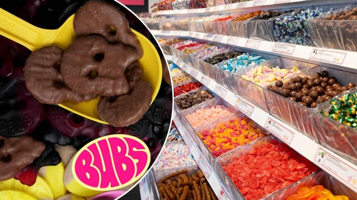 Bilder på godis och chokladdoppad Bubs.