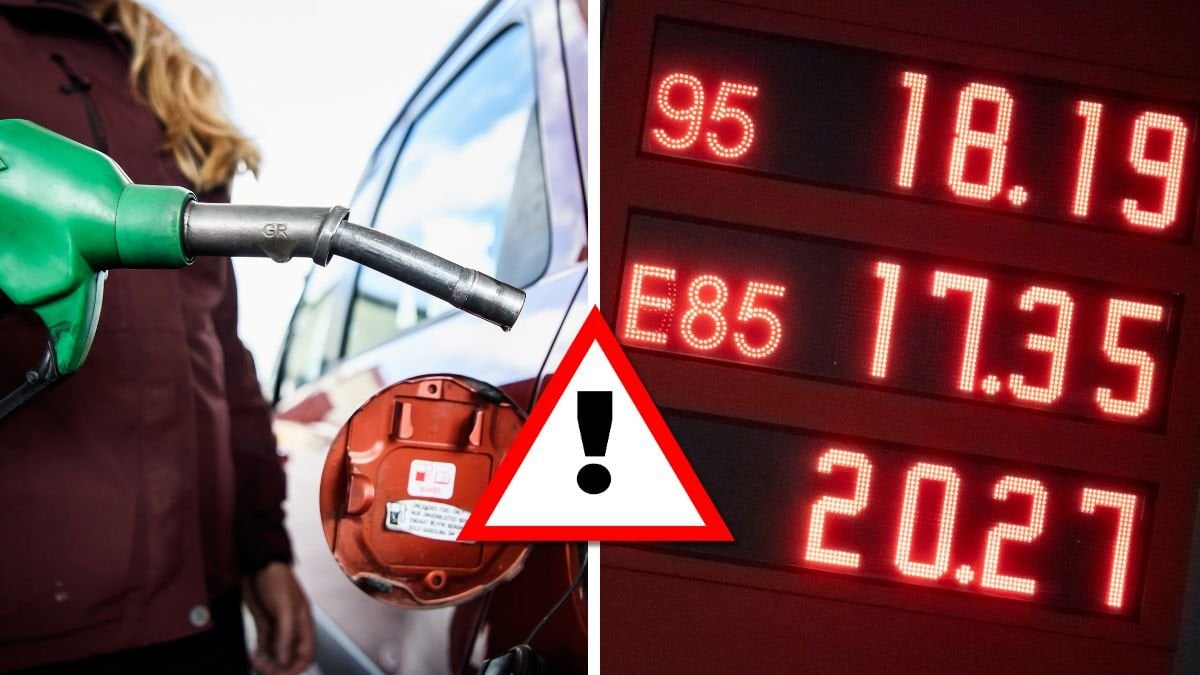 Tanka och bensinpump.