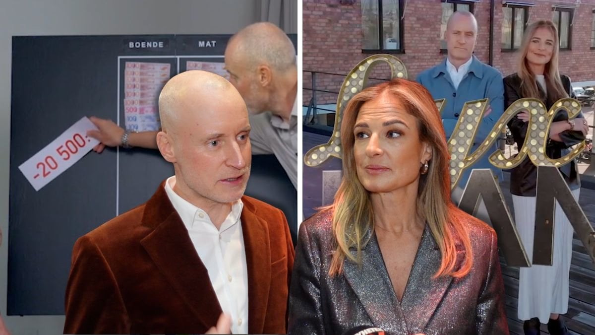 Magnus Hedberg och Magdalena Kowalczyk och en budgettavla från programmet Lyxfällan