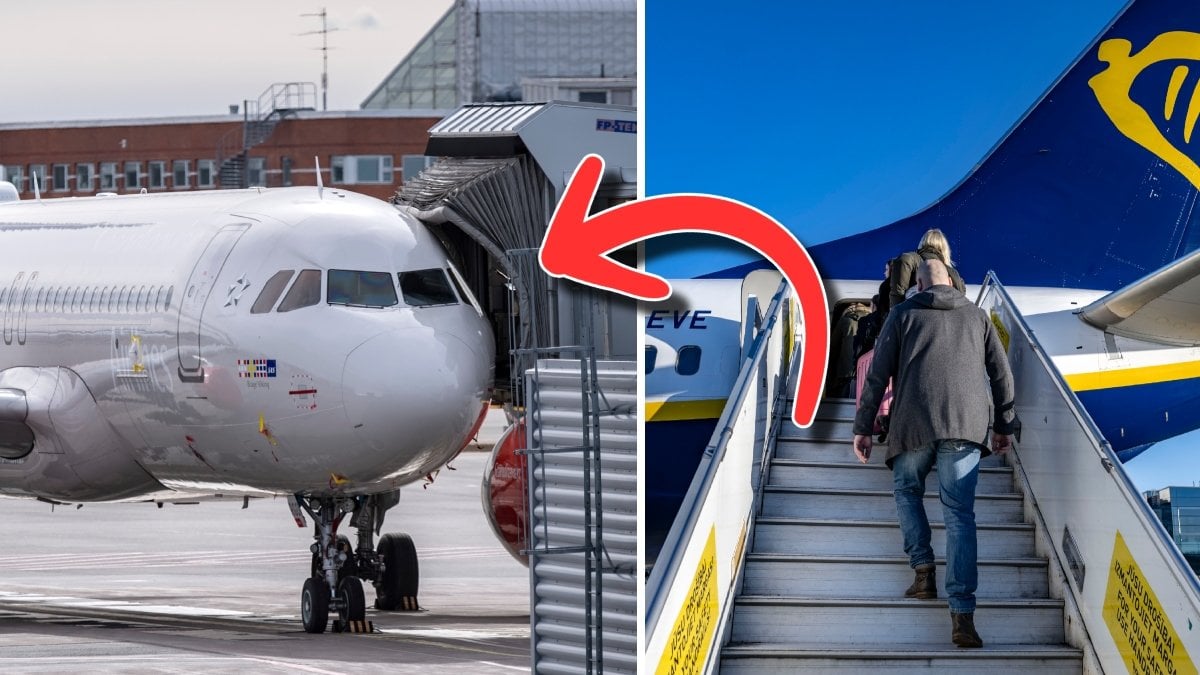 Flygplan där passagerarna boardas på vänster sida.