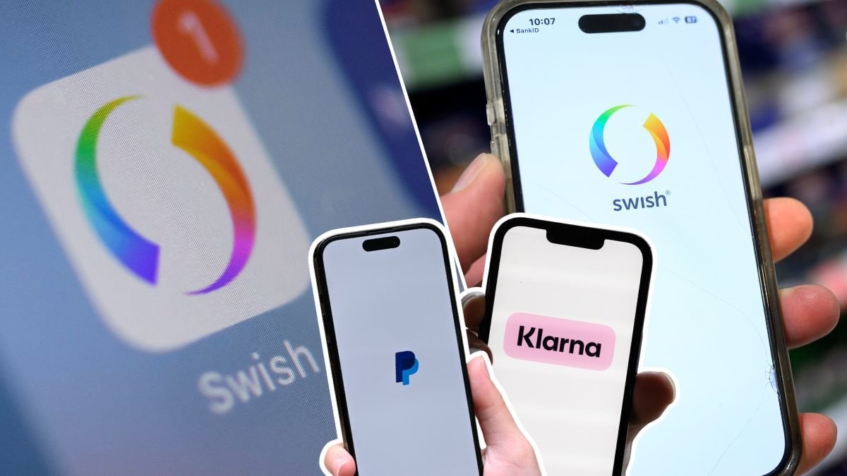 Swish-app, Klarna-app och Paypal-app.