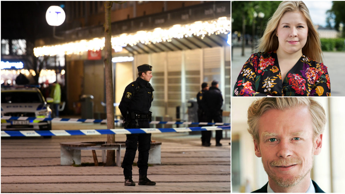 Polis vid Rinkeby tunnelbana i Stockholm