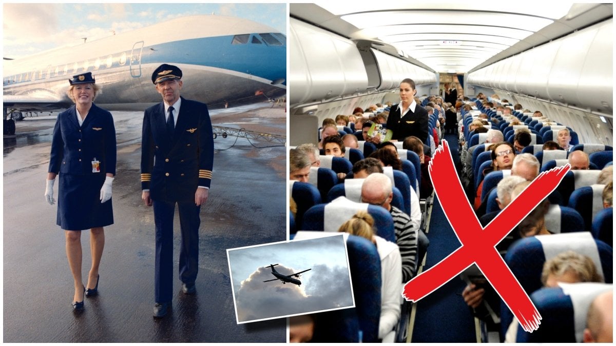 Kabinpersonal och flygplan.