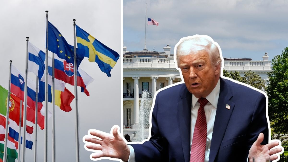 EU-flaggor och Trump