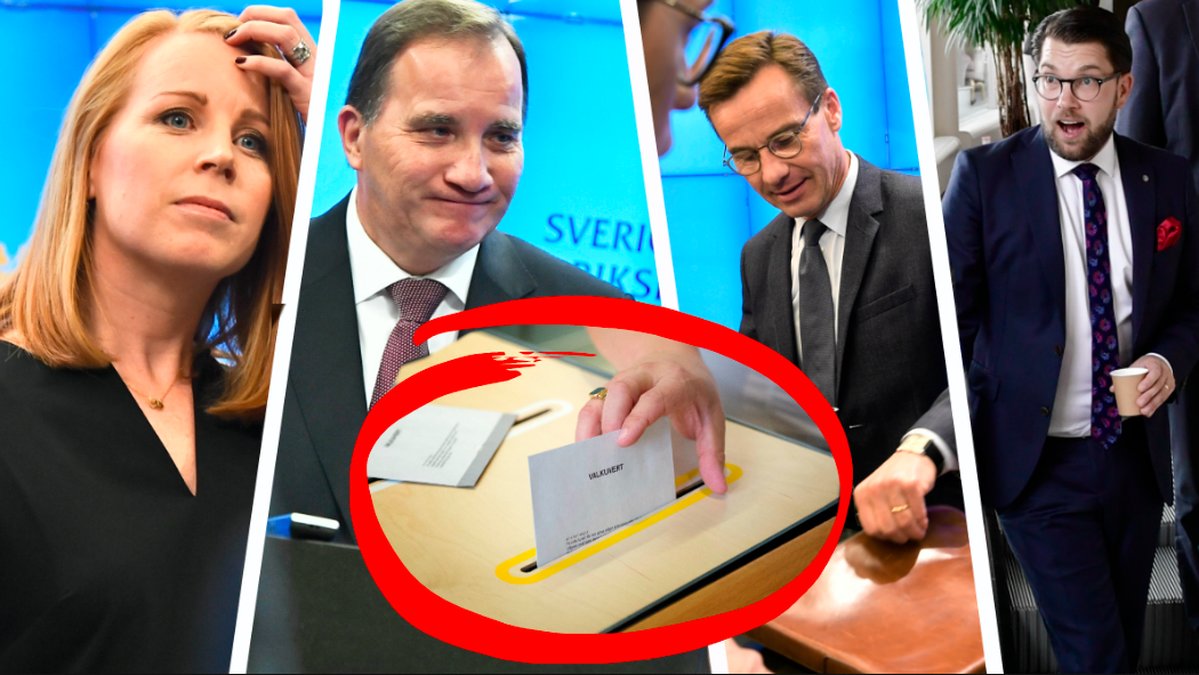 Lööf, Löfven, Kristersson och Åkesson. Montage