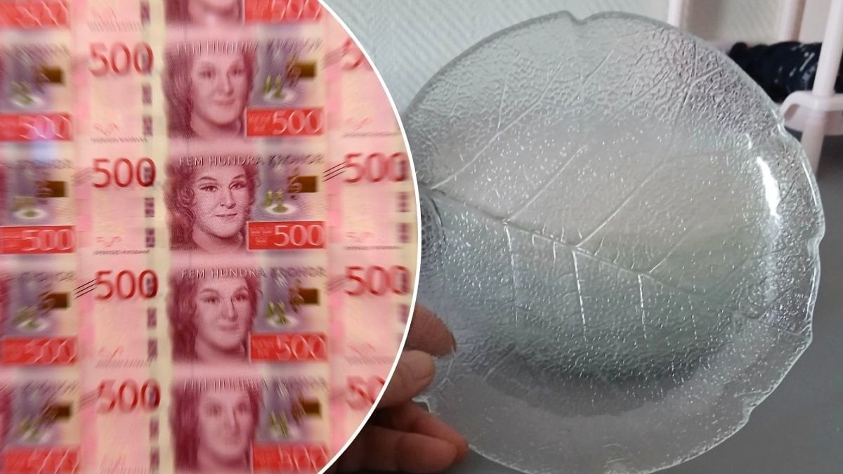 Bilder på sedlar och assietten från servisen Aspen.