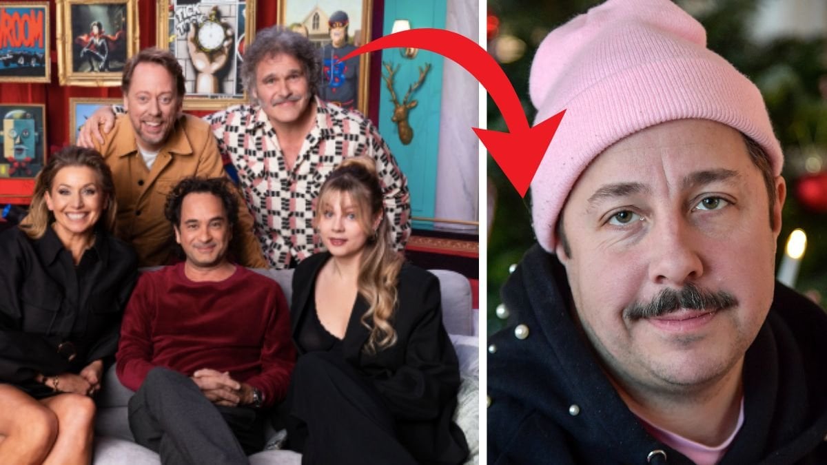 Julspecialdeltagarna till vänster, David Sundin till höger.