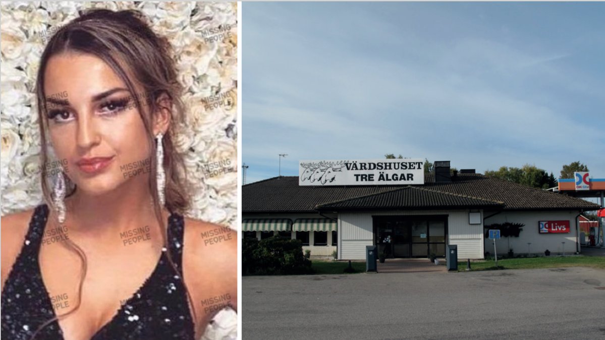 Missing people bild på försvunna Amela Kalac samt bild på värdshuset Tre Älgar