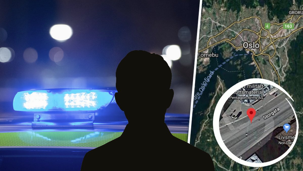 siluett, blåljus, karta över Norge