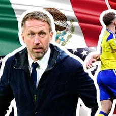 Graham Potter och spelare ur Sveriges landslag