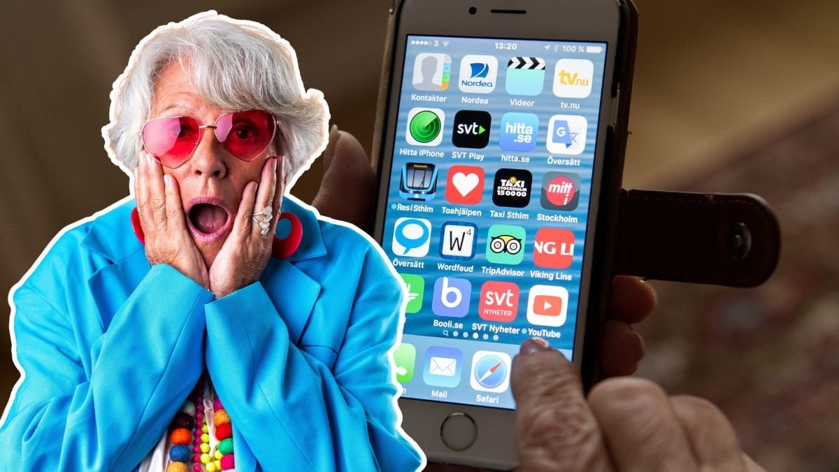 Orolig kvinna och en mobil.