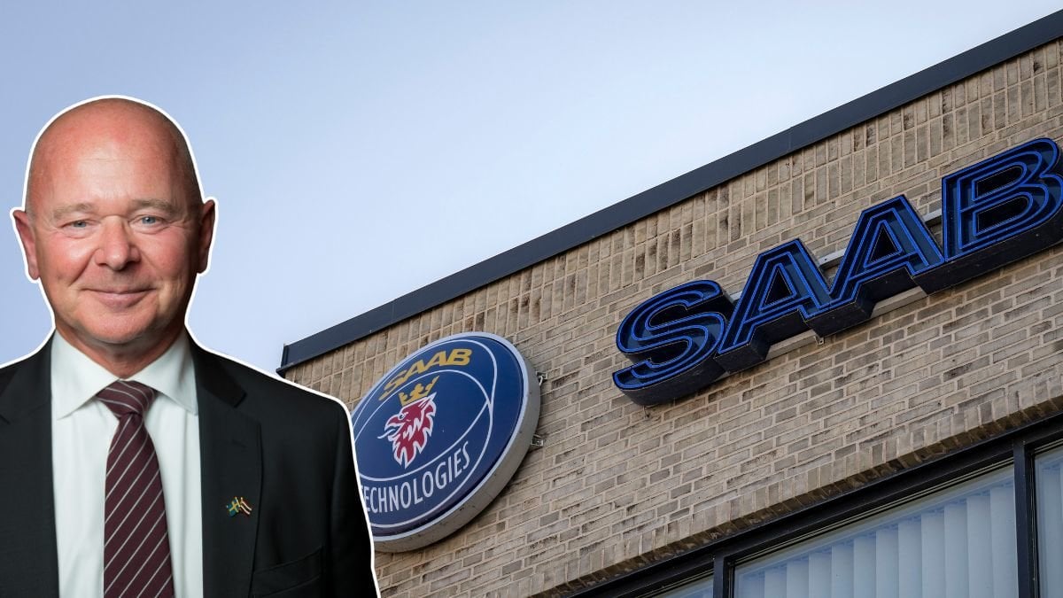 Saabs vd Micael Johansson och Saab-fabrik.