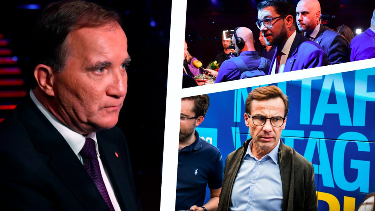 Löfven, Åkesson och Kristersson. Montage. 