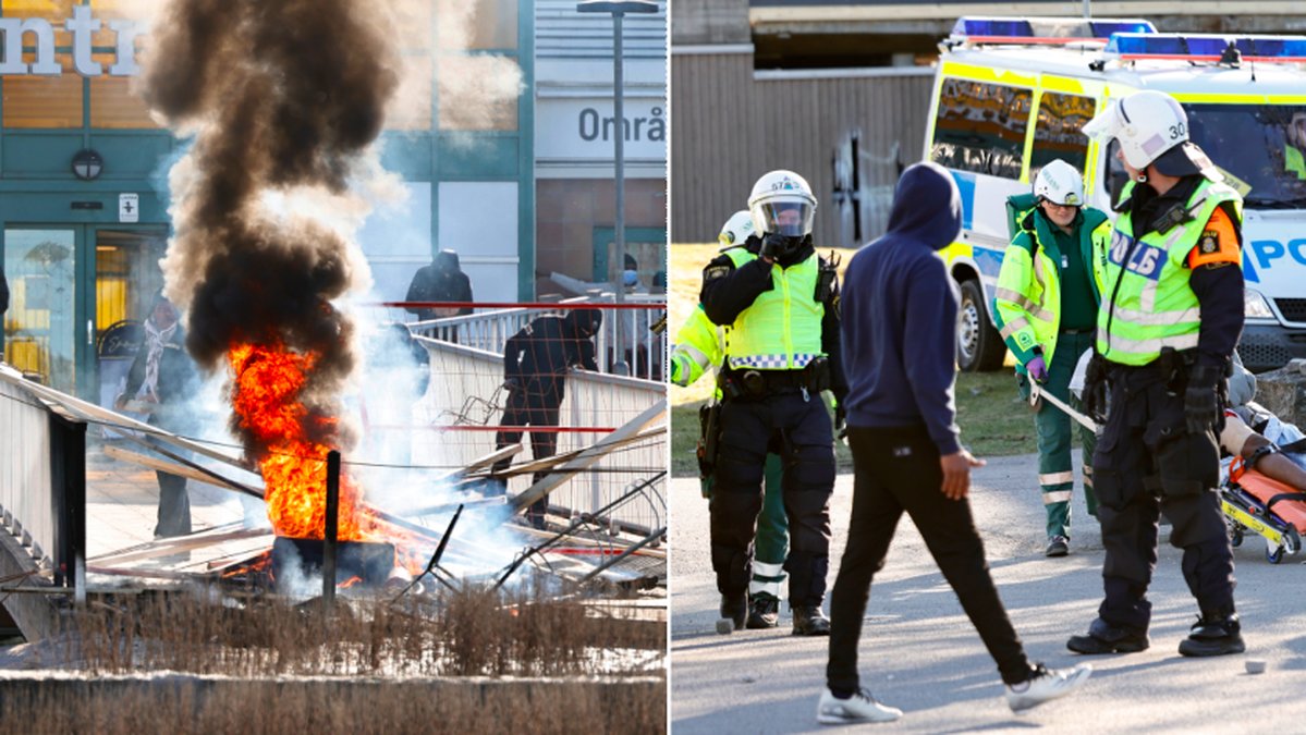 Ett fåtal mammor sågs kasta sten mot polisen under påskens upplopp.