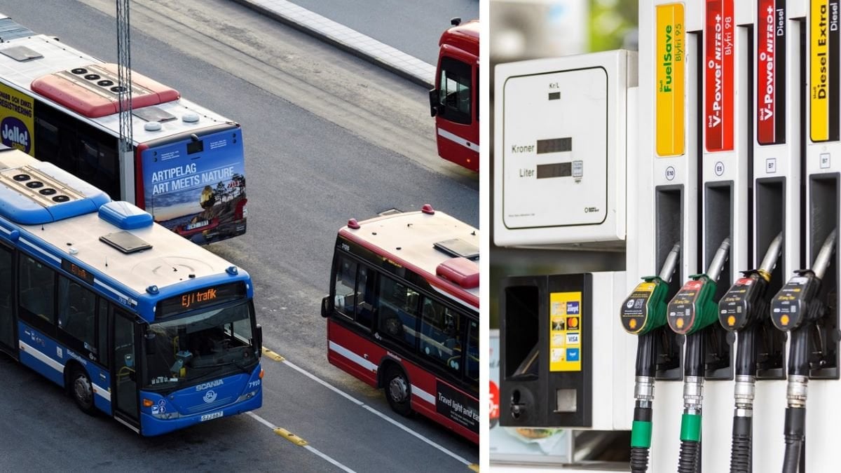 Bensin billigare bussen dyrare