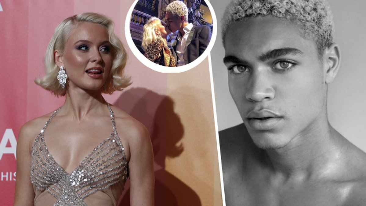 Zara Larsson i glitterklänning, pojkvännen Brian Whittaker, och en bild när paret pussas