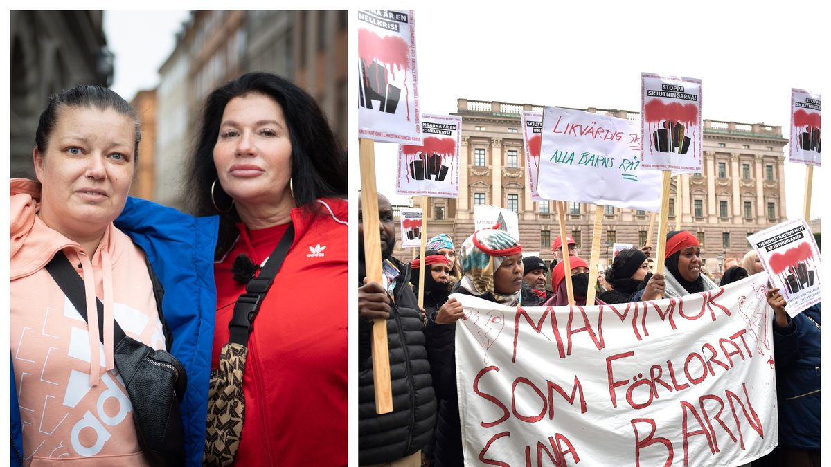 Många samlades vid Mynttorget för manifestationen mot gängvåldet.