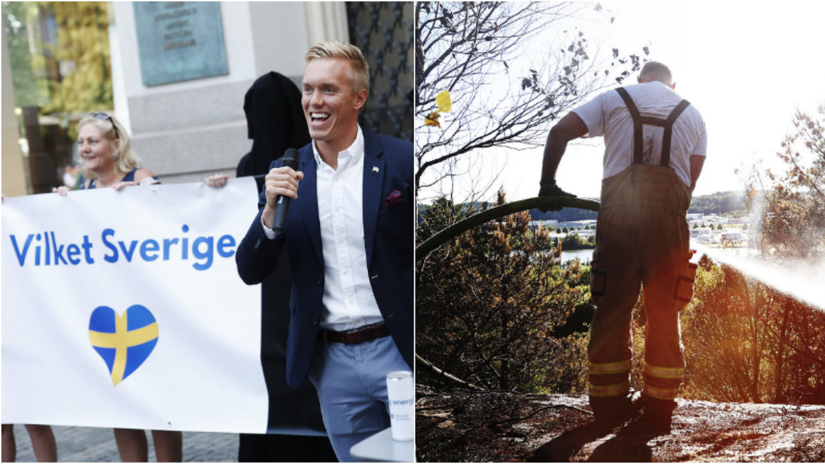 Alternativ för Sverige möter kritik efter att de lagt upp bilder nära skogsbranden i Jämtland. 