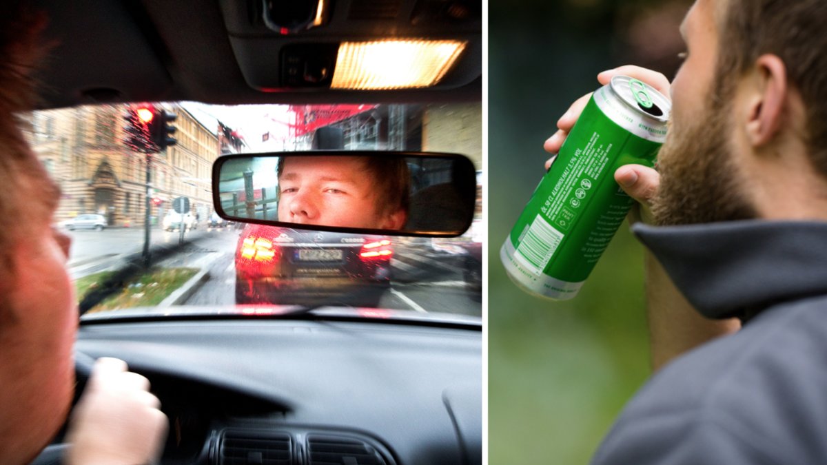 Onykter man vid ratten och en man som dricker öl.