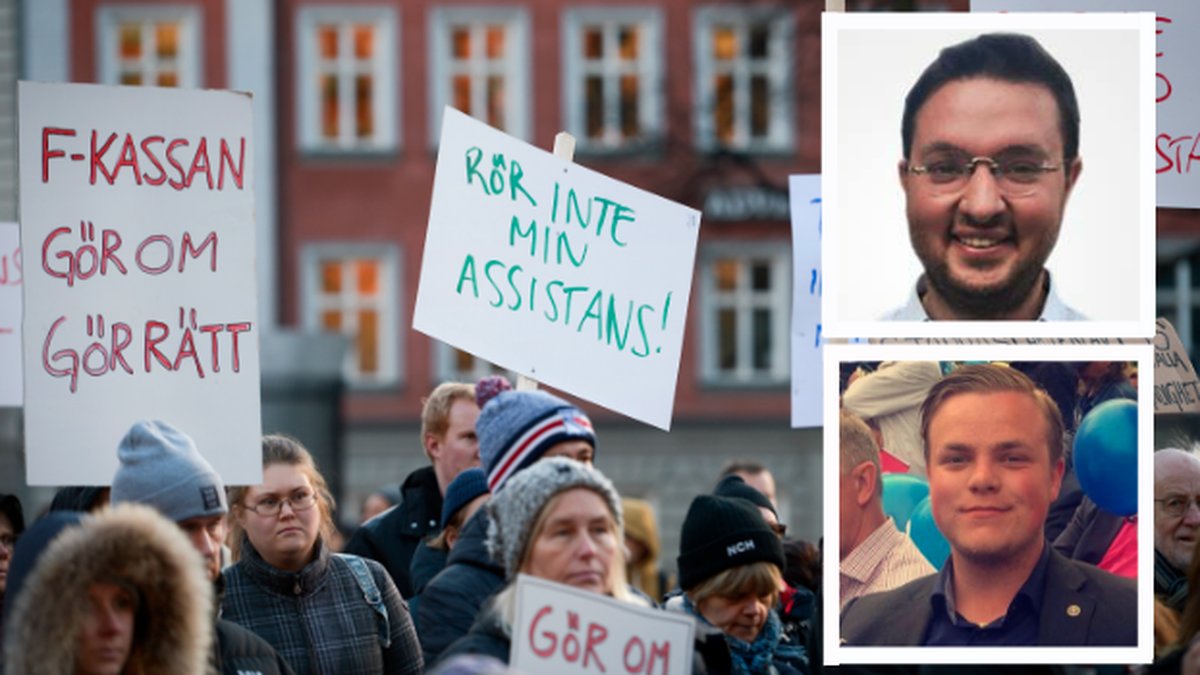 Manifestation på internationella funktionshindersdagen. Haroon Bayani, David Sandberg.