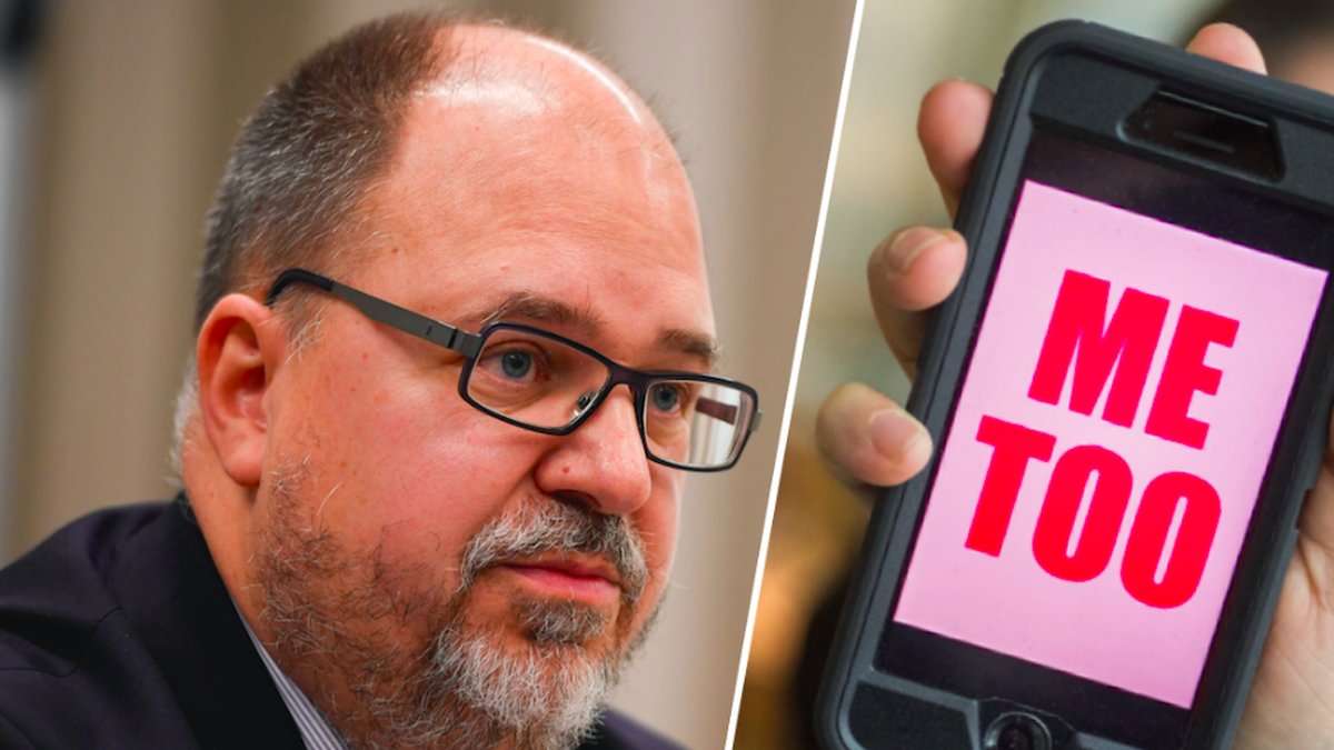 LO:s ordförande Karl Petter Thorwaldsson och en mobiltelefon med texten Metoo