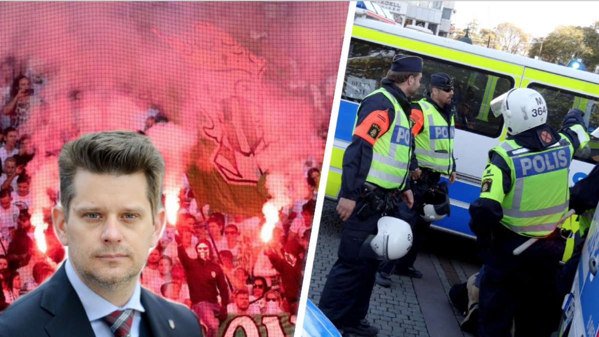 Krönika om att polisen utrustar sig med tårgas under fotbollsmatcher.