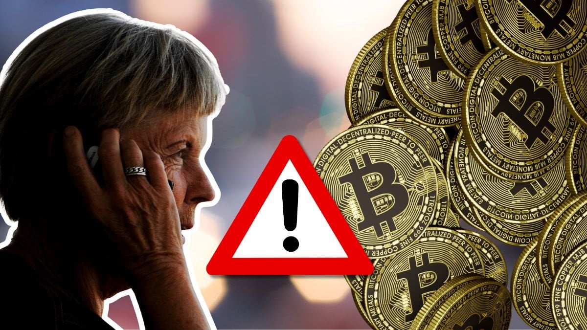 Kvinna som pratar i telefon och Bitcoin