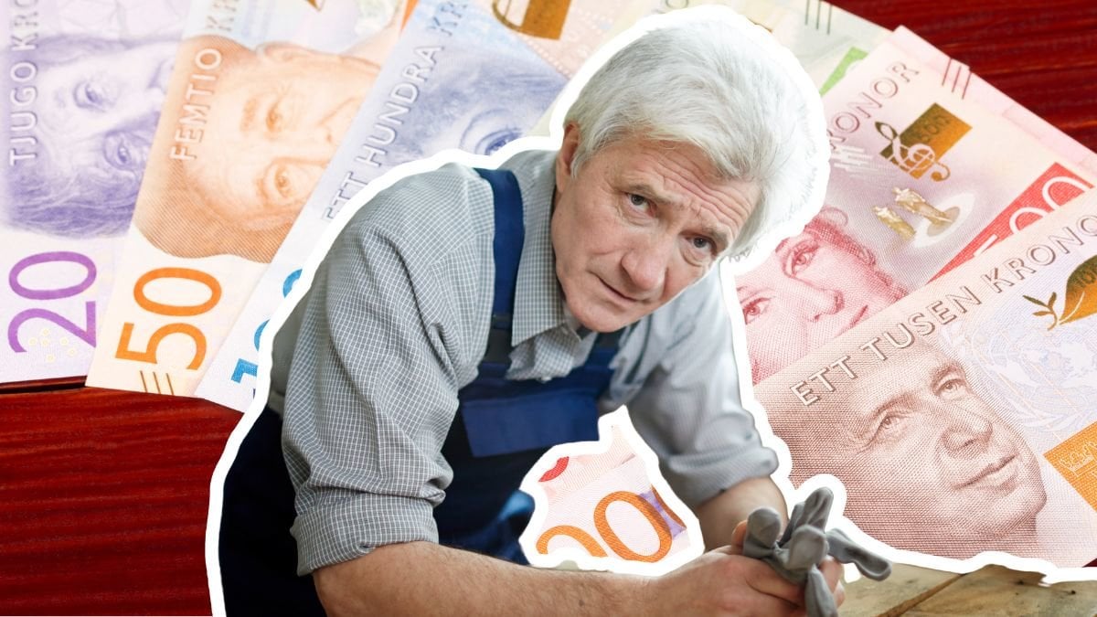 Pengar och man som arbetar.