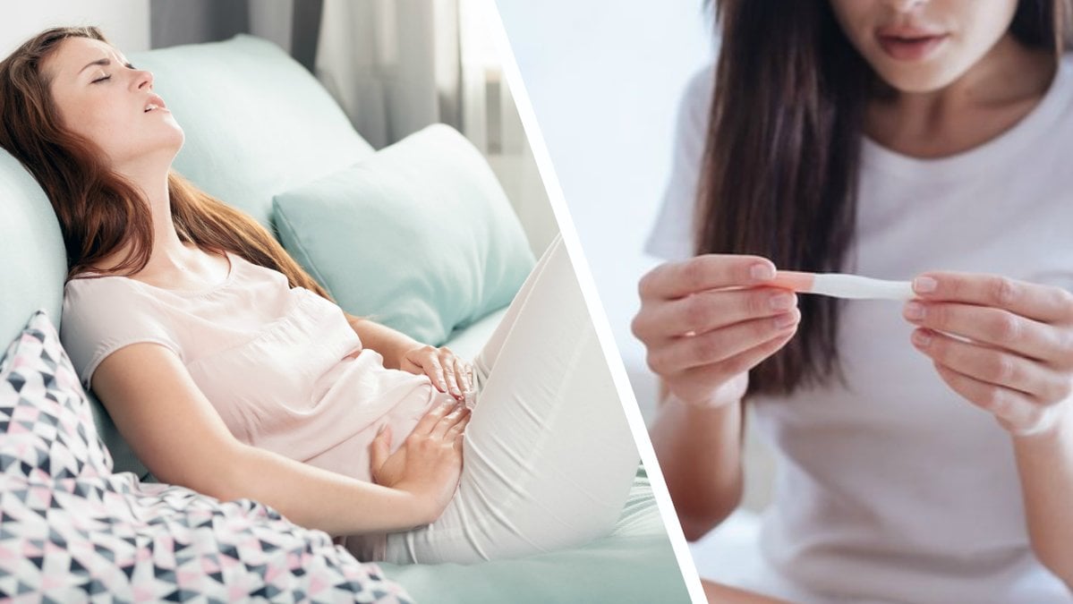Om du har mensvärk men mensen inte kommer kan det betyda att du är gravid