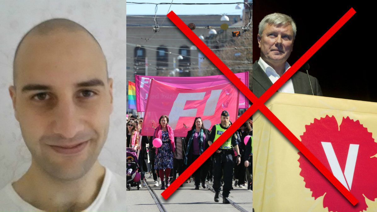 Daniel Nadj Feministiskt initativ och Vänsterpartiet överkryssat