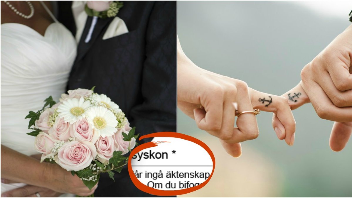 Det är lagligt att gifta sig med sitt syskon i Sverige