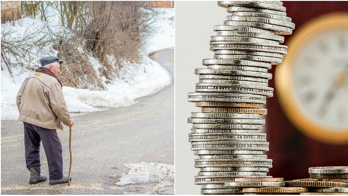 Pensionär och mynt på hög