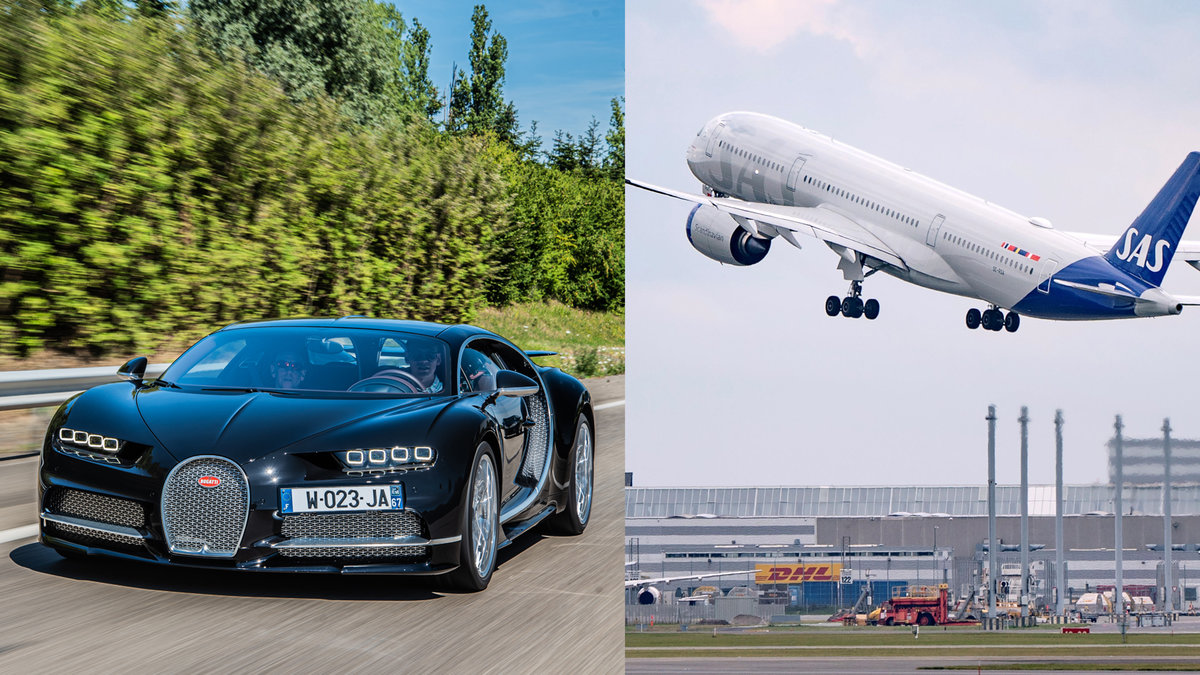 Bugatti Chiron och flygplan