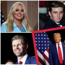 Donald Trump har fem barn: Tiffany Trump (övre vänster), Barron Trump (övre mitten), Ivanka Trump (övre höger), Eric Trump (nedre vänster) och Donald Trump Jr (nedre höger).
