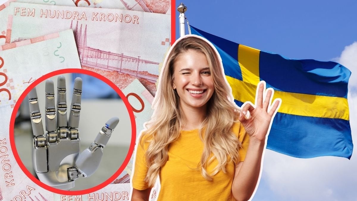 pengar, svenska flagga glad tjej