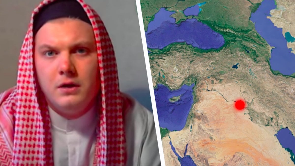 Michael Skåmo och en karta över Syrien. Kollage. 