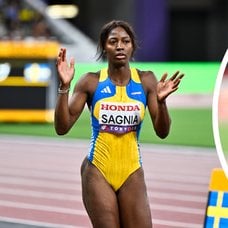 Khaddi Sagnia i samband med VM i Tokyo.