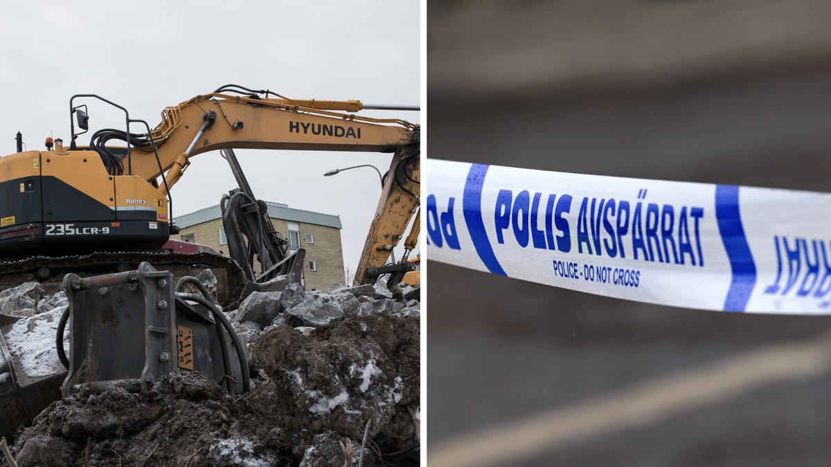 Grävmaskin välte – man dog på sin arbetsplats